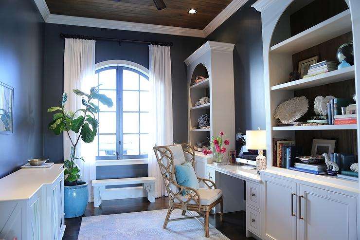 Bamboo Wingback Chippendale Chair at Marble Top Built In Desk