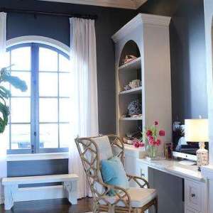 Bamboo Wingback Chippendale Chair at Marble Top Built In Desk